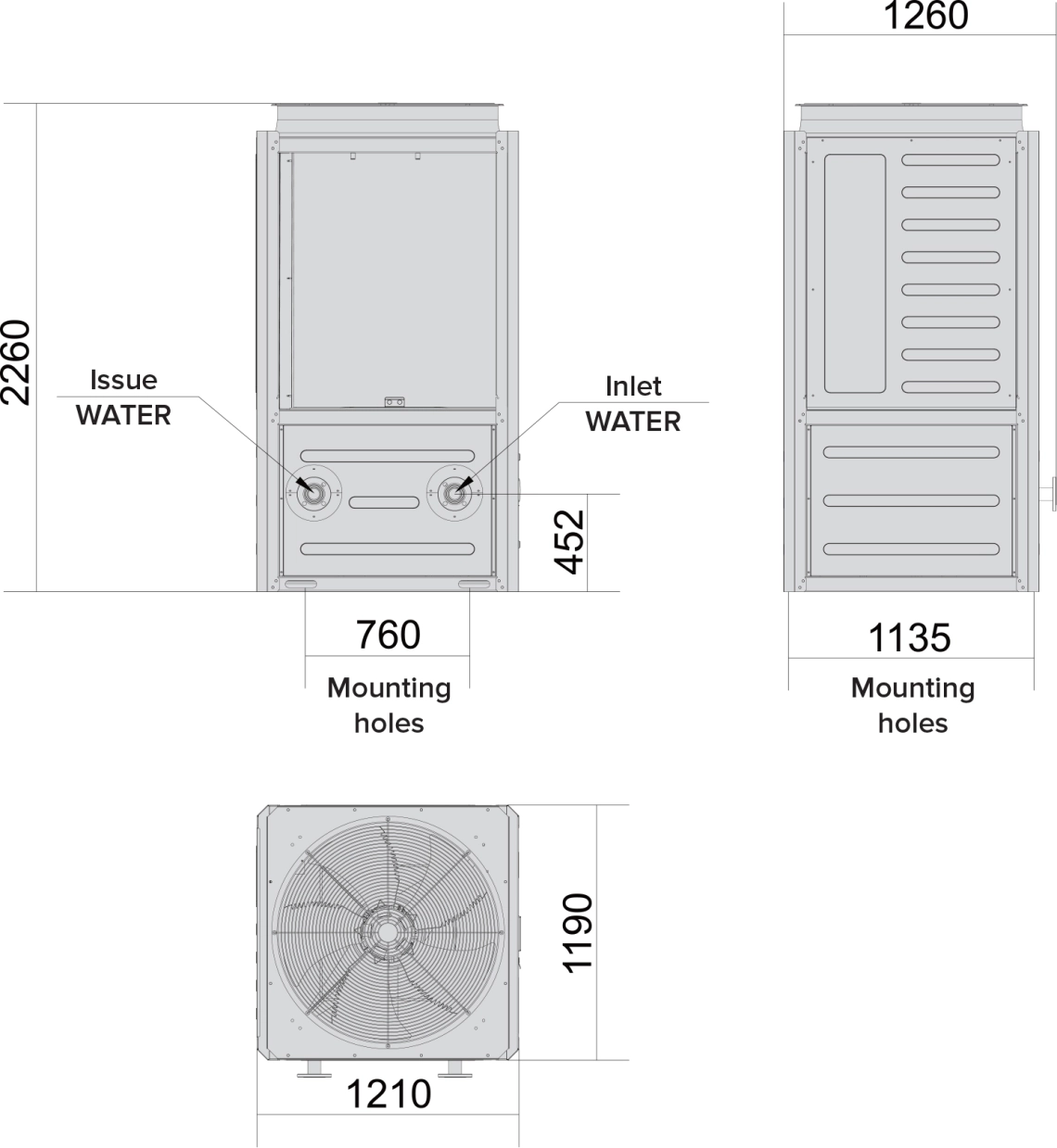 Totale afmetingen MyCond MCU-OHDD - 1