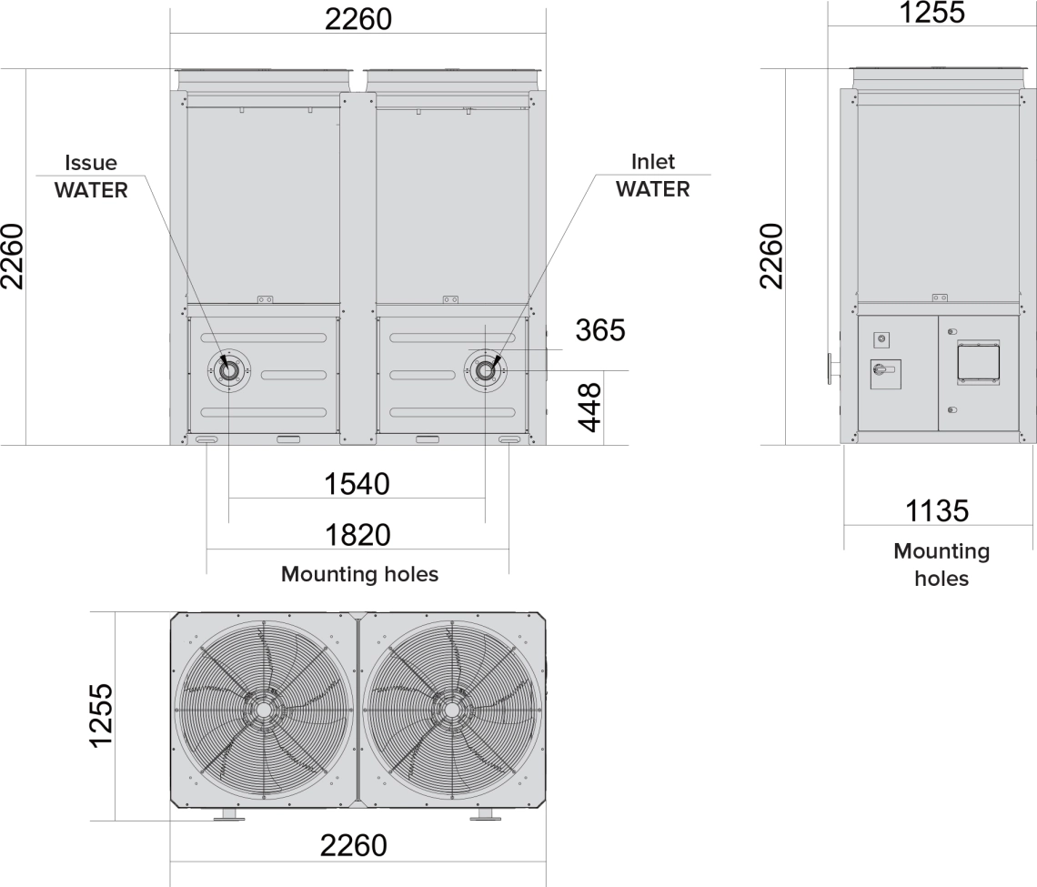 Totale afmetingen MyCond MCU-OHDD - 2