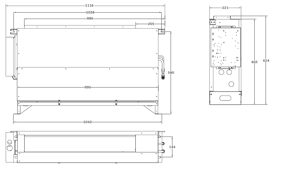 MyCond Built-in vloerstaand Totale afmetingen