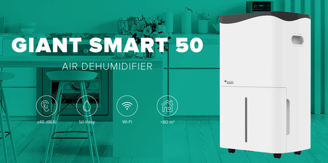 MyCond Giant Smart Moderne luchtontvochtiger geschikt voor woon- en kantoorruimtes.