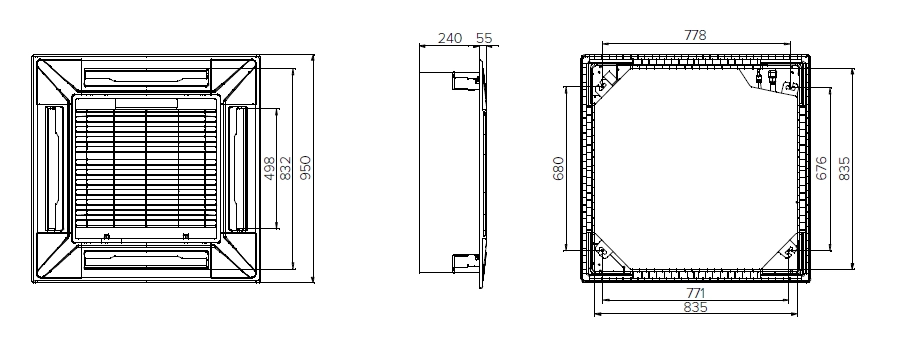MyCond MCFK-T2 Compacte 4-weg cassette ventilatorconvector