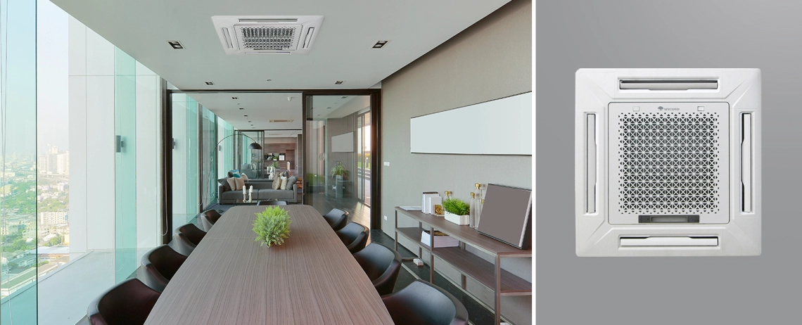 MyCond MCFK-T2 Moderne 4-weg cassette ventilatorconvector met energie-efficiënt ontwerp.