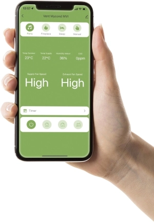 MyCond MVS***-DW mobiele applicatie voor het regelen van ventilatie via smartphone