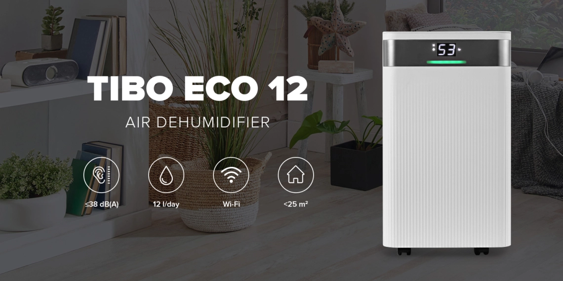 MyCond TIBO Eco 12 Compacte milieuvriendelijke luchtontvochtiger voor huishoudelijk gebruik.