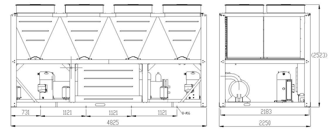 MyCond YHE MCU-500YHE algemene afmetingen