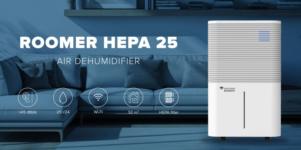 Stille luchtontvochtiger MyCond Roomer Hepa 25 voor efficiënte vochtregulering.