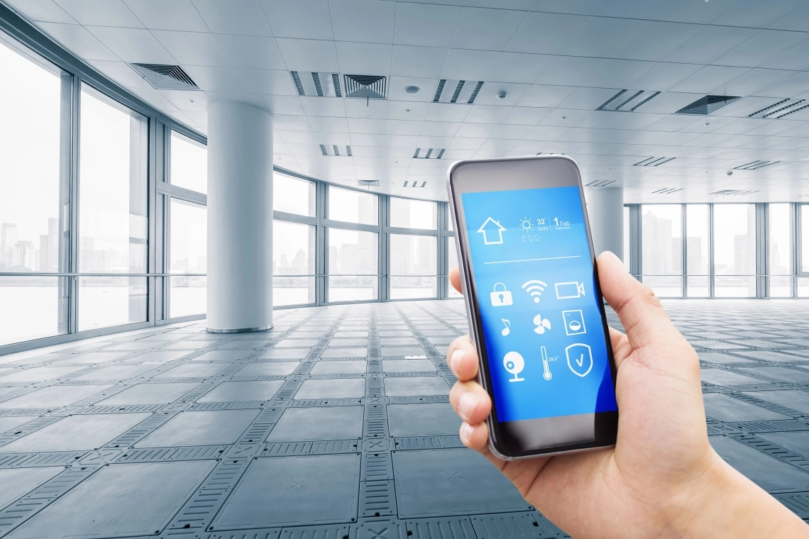 Modern HVAC system integrated into smart UK commercial building.