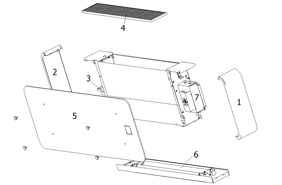 Ultradunne MyCond zilveren glazen wandconvector voor efficiënte airconditioning.