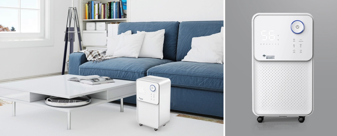 YUGO Smart 16 Slanke en efficiënte luchtontvochtiger voor huishoudelijk gebruik met stille werking.