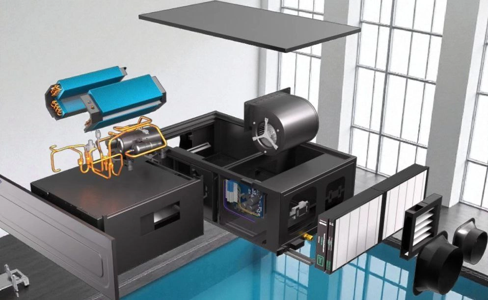 Kanaaldroger voor zwembaden luchtverwarming Mycond MSHAC