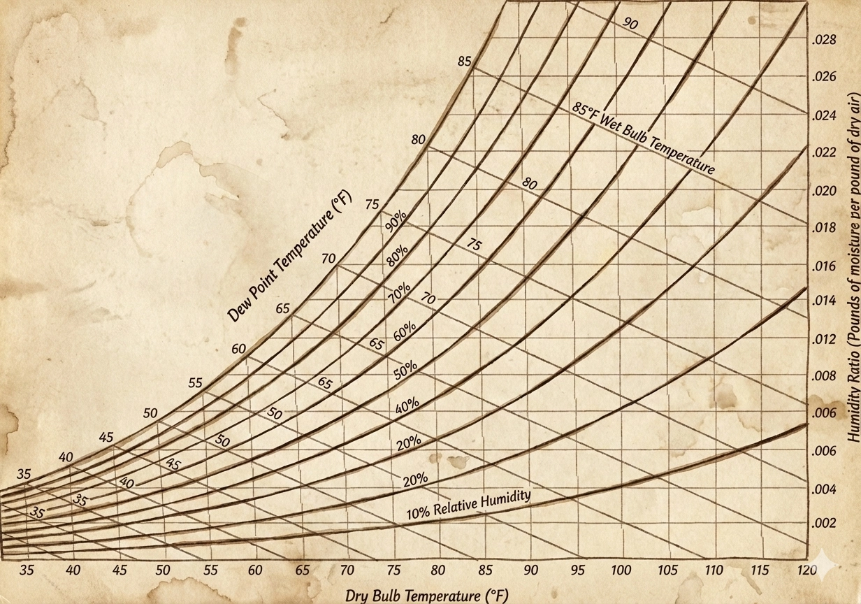 Psychrometrisch diagram: 7 belangrijke parameters van vochtige lucht voor HVAC